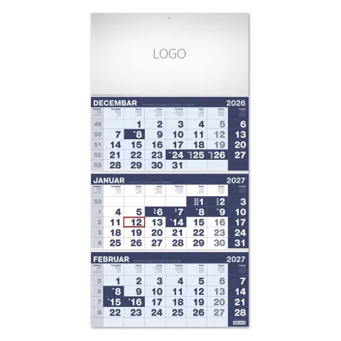 POSLOVNI 17 — Zidni kalendar, 3 x 12 listova, tromesečni, trodelni