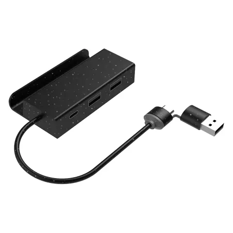 TANOS — USB razdelnik sa 3 ulaza, držač za telefon, mix: reciklirani kamen i plastika