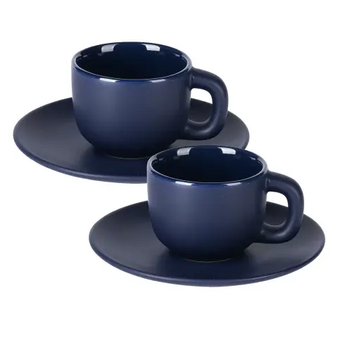 TOTEM MINI — Set od dve keramičke šolje za espresso sa tacnama, 2 x 85 ml