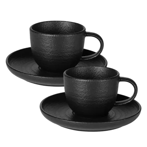 TRIBECA — Set od dve keramičke šolje za cappuccino sa tacnama, 2 x 180 ml